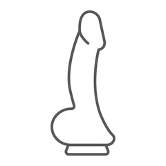 Poster - Dildo thin line icon, sex toy and adult, penis sign, vector graphics, a linear pattern on a white background, eps 10.