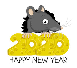 Sticker - Rat the symbol of the new year 2020 on the Chinese calendar.