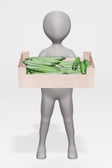 Wall Mural - 3D Render of Character with Cucumbers