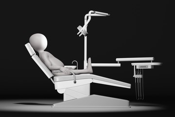 Sticker - 3D Render of Cartoon Character at the Dentist Chair