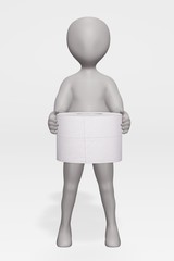 Sticker - 3D Render of Character with Toilet Paper