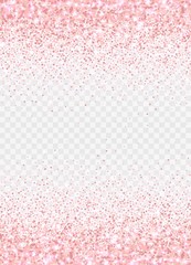 Wall Mural - rose gold glitter partickles isolated on transparent background. pink backdrop shimmer effect for bi
