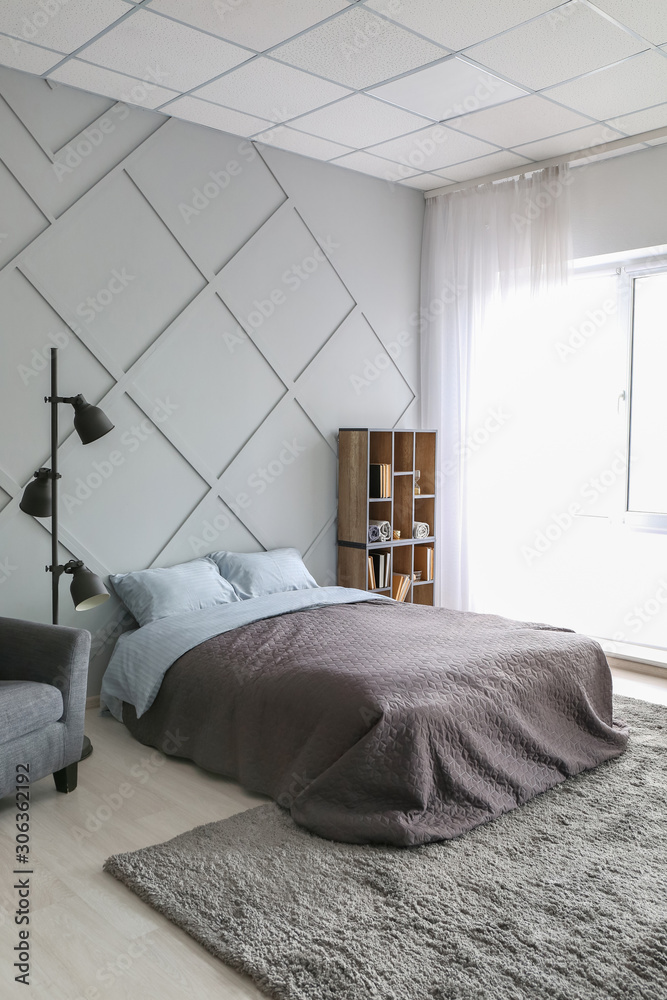 Stylish interior of modern bedroom