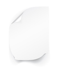 Poster - Blank A4 sheet of white paper with curled corner and shadow, template for your design. Set. Vector illustration