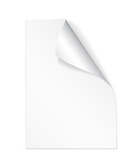 Poster - Blank A4 sheet of white paper with curled corner and shadow, template for your design. Set. Vector illustration