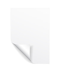 Poster - Blank A4 sheet of white paper with curled corner and shadow, template for your design. Set. Vector illustration