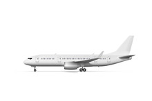 Blank White Airplane Or Airliner Side View