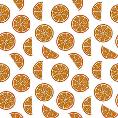 Canvas Print - Oranges slices on a white background seamless pattern.