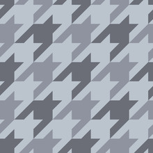 Seamless Surface Pattern With Houndstooth Ornament. Classic Fashion Fabric Print. Checked Geometric Background.