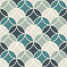 Overlapping Circles Abstract Background. Petals Motif. Seamless Pattern With Classic Sacred Geometric Ornament
