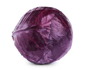 fresh ripe red cabbage isolated on white