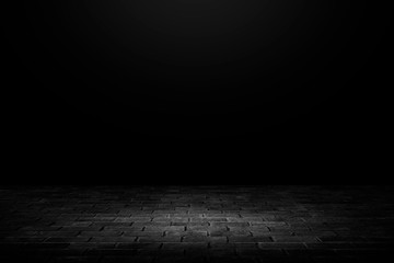 Wall Mural - black room background with brick for display products .