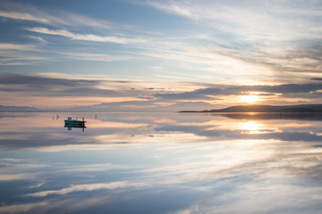 Coucher de soleil sur l'étang de Leucate