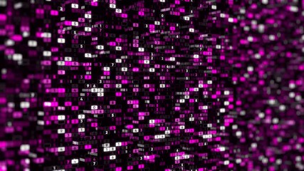 Poster - Abstract background of colorful numerical values in columns hanging while moving on a black background. Animation. Stock motion graphics video