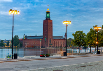 Wall Mural - Stockholm. City Hall on the sunset.