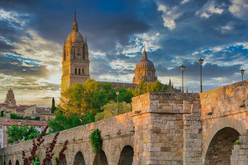 Wall Mural - La ville d'Espagne de Salamanque au coucher du soleil