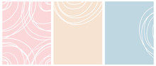 Simple Seamless Geometric Vector Pattern And Layouts. White Free Hand Lines Isolated On A Light Blue, Pink And Cream Background. Simple Abstract Vector Prints Ideal For Layout, Cover.
