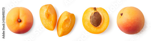 Fotografía Fresh ripe whole, half and sliced apricot