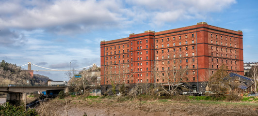 B Bond the former bonded tobacco warehouse in the Cumberland Basin of Bristol Docks. Built 1908 to serve the tobacco industry in Bristol, United Kingdom