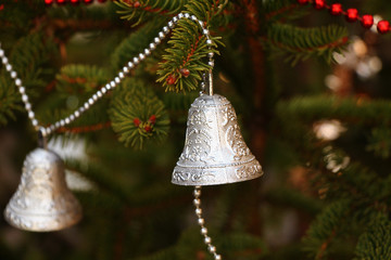 Christmas bell on tree