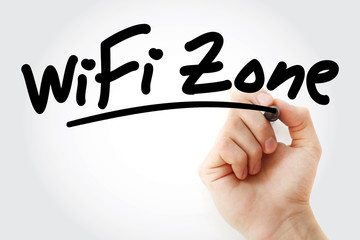 Poster - Hand writing WiFi Zone with marker, technology concept background
