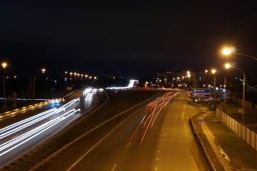 traffic in the city at night