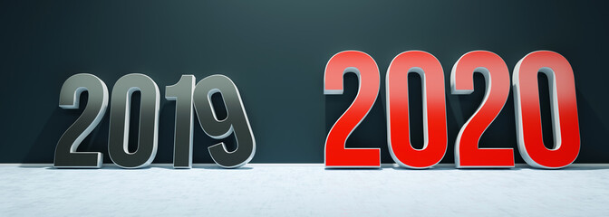 Poster - 2019 - 2020 time passing concept wide banner. Happy new year 