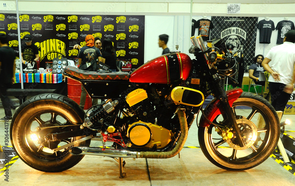 SERDANG, MALAYSIA -MAY 29, 2016: Cafe racer custom bike modified from ...