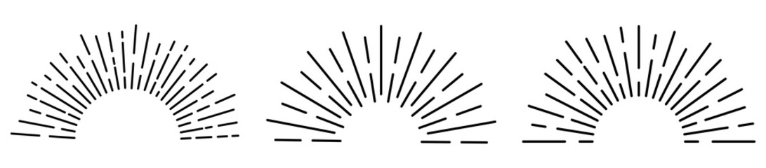 Wall Mural - sun rays or sunshine linear drawing. vector illustration