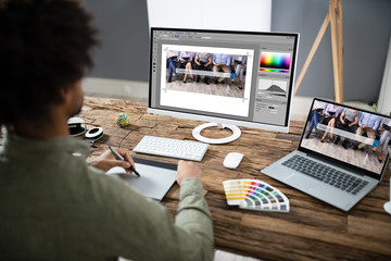 Poster - Designer Editing Photo On Computer