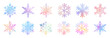 Big bundle set of vector hand drawn doodle watercolor snowflakes