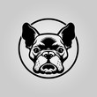 French bulldog head outline silhouette in circle