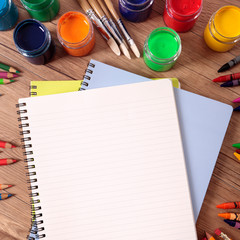 Canvas Print - School supplies with blank books