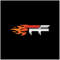 Wall Mural - Initial Letter FF Logo Design with Fire Element