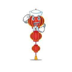 Canvas Print - Mascot of Cute lampion chinese lantern Sailor cartoon character