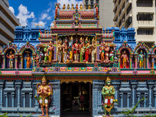 Facade Of Sri Krishnan Hindu Temple In Singapore	