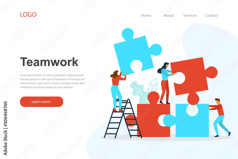 Landing page template of teamwork Stock Vector | Adobe Stock