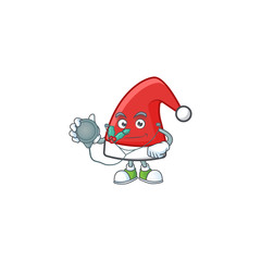 Poster - Santa claus hat cartoon mascot style in a Doctor costume with tools