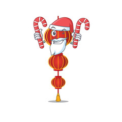 Sticker - Lampion chinese lantern Cartoon character in Santa with candy