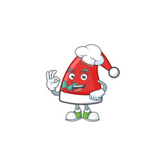 Wall Mural - Happy Chef santa claus hat cartoon character with white hat