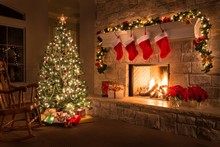 Christmas Tree And Fireplace Free Stock Photo - Public Domain Pictures