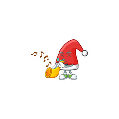 Sticker - Super cool santa claus hat cartoon character performance with trumpet