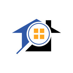 Wall Mural - Searching House Logo. Search Home icon With Magnifying Glass Symbol, Logo Design illustrations