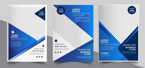 Wall Mural - Brochure design, cover modern layout, annual report, poster, flyer in A4 with blue triangles