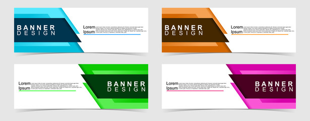 Set of abstract vector banners design. Collection of web banner template. modern template design for web, ads, flyer, poster with 4 different colors on grey background