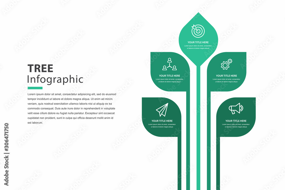 tree infographic, graph for steps to reach the goal, template vector eps 10. - obrazy, fototapety, plakaty 