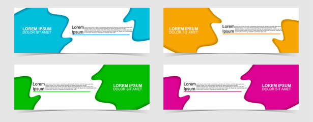 Wall Mural - Set of abstract vector banners design. Collection of web banner template. modern template design for web, ads, flyer, poster with 4 different colors on grey background