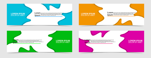 Wall Mural - Set of abstract vector banners design. Collection of web banner template. modern template design for web, ads, flyer, poster with 4 different colors on grey background
