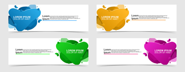 Wall Mural - Set of abstract vector banners design. Collection of web banner template. modern template design for web, ads, flyer, poster with 4 different colors on grey background
