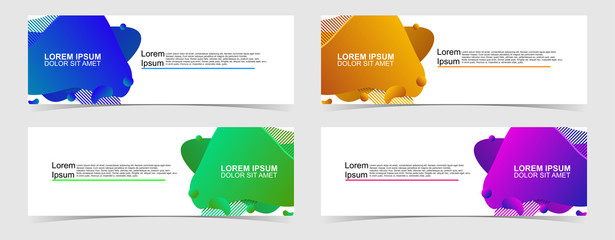 Wall Mural - Set of abstract vector banners design. Collection of web banner template. modern template design for web, ads, flyer, poster with 4 different colors on grey background